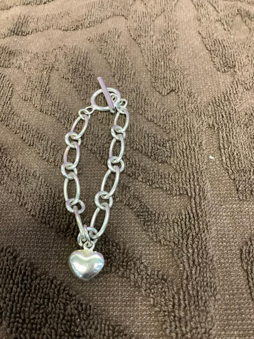 Sterling Links Bracelet with Heart Charm (1 of 1)