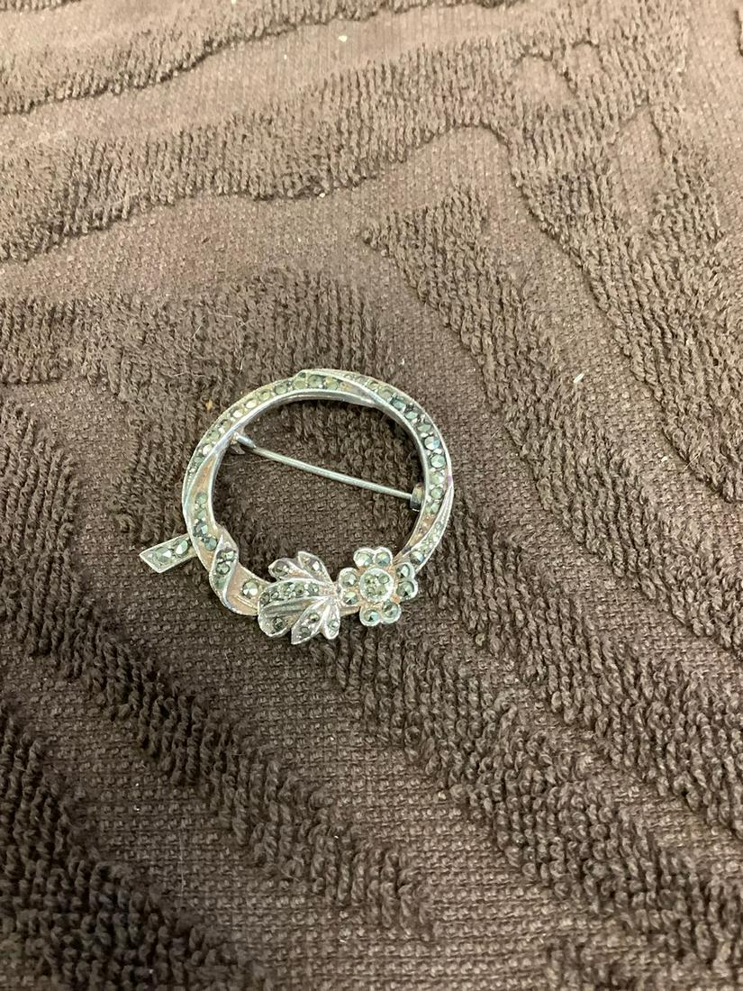 Sterling Marcasite Wreath Pin: Sterling Marcasite Wreath Pin
