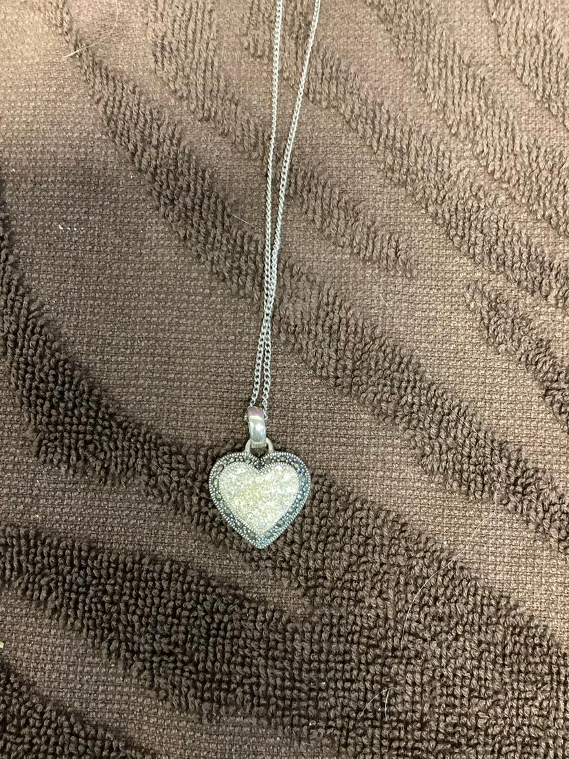Sterling Chain with Sterling Marcasite Heart: Sterling Chain with Sterling Marcasite Heart
