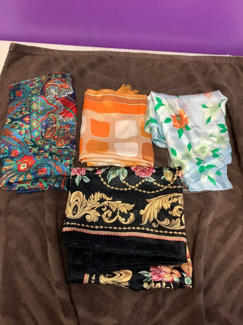 Vintage Four Womens Silk Scarves Including Vera (1 of 1)