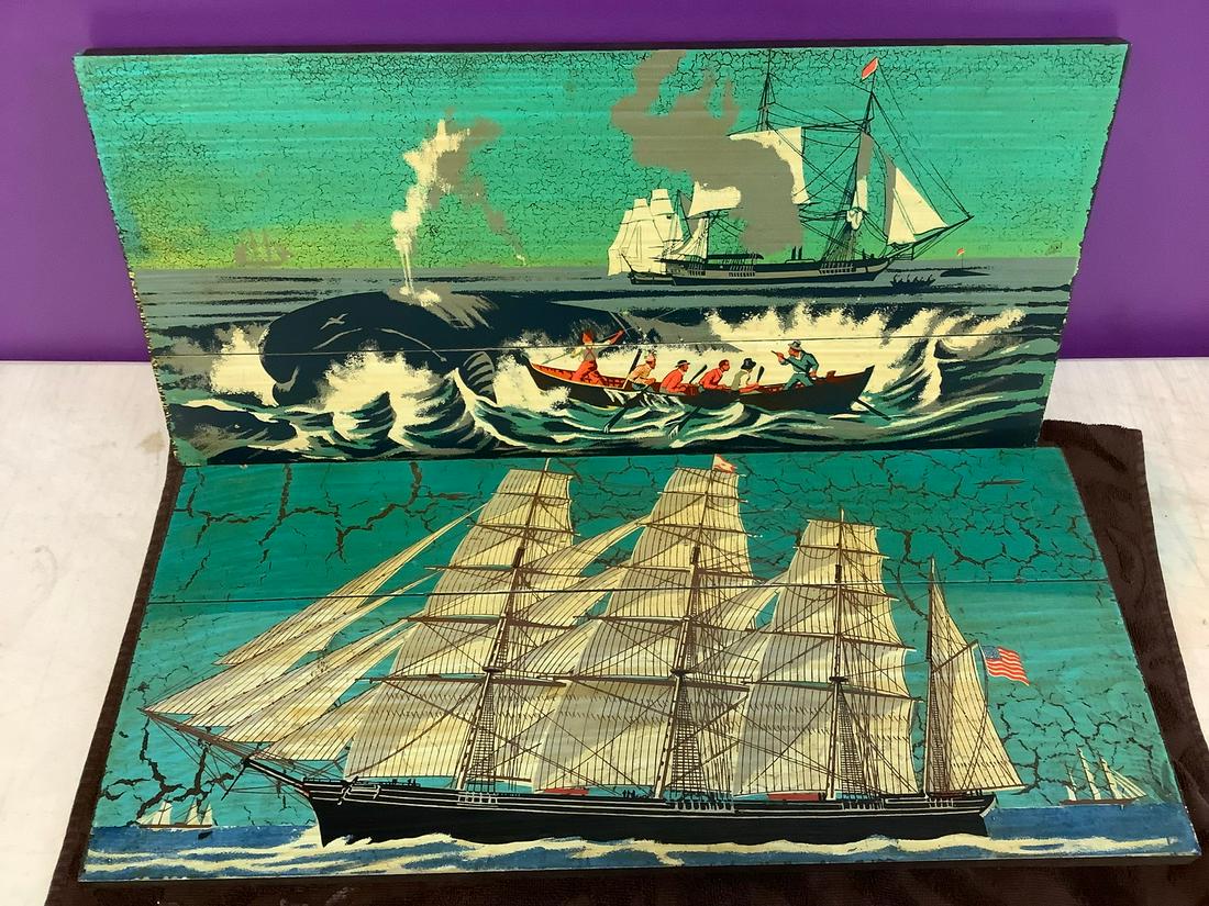 Set of 2 Nautical Themed Artwork on Wood 24x11" (1 of 1)