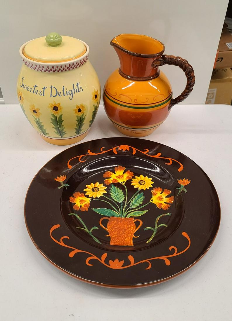 Ceramics incl Cookie Jar and Hand Painted Platter 15" diameter (1 of 1)