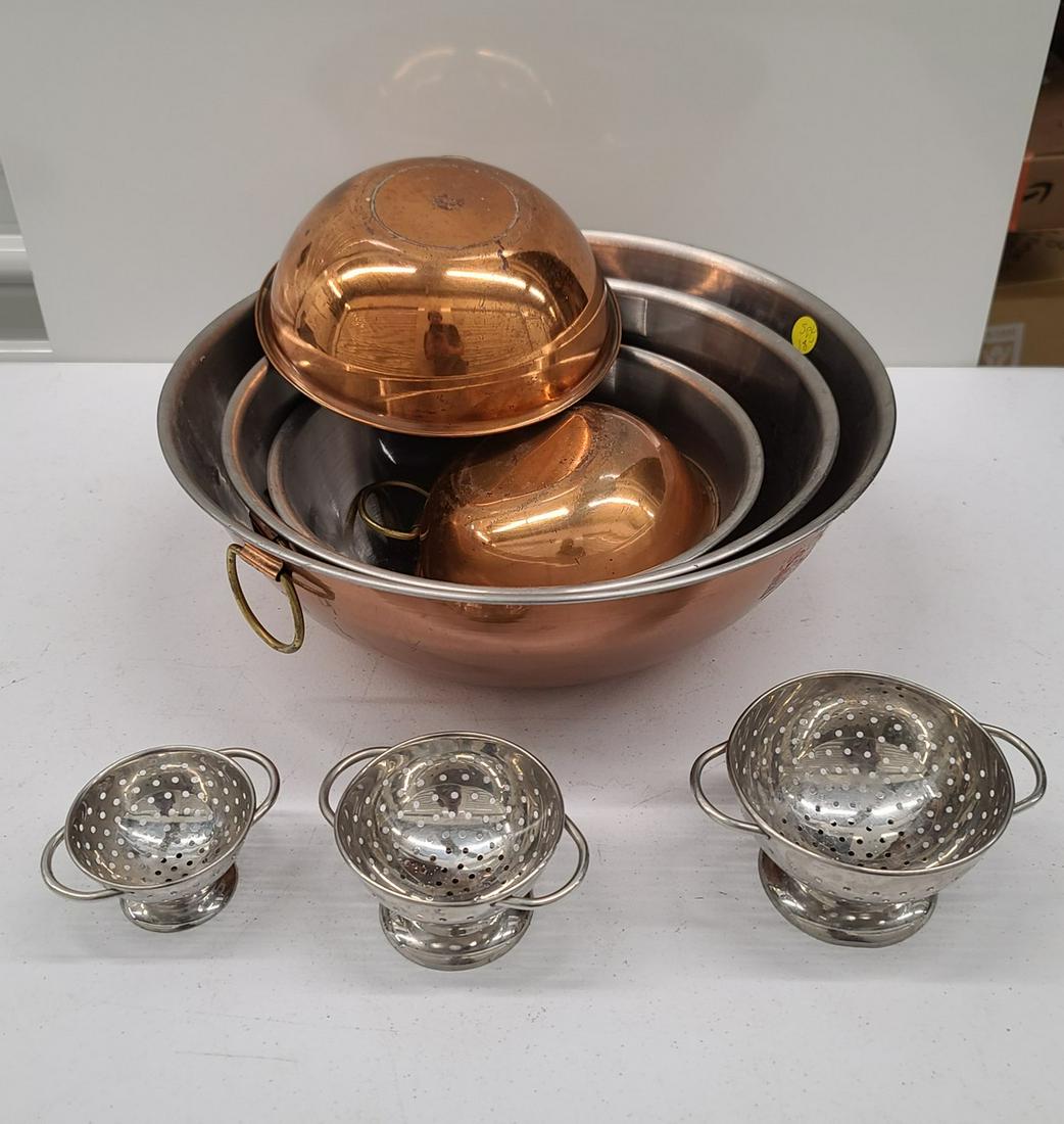 Copper & Stainless mixing bowls and mini strainers (1 of 1)