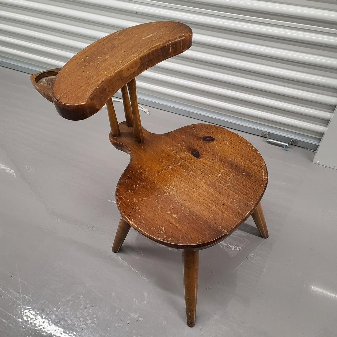 Vintage Wooden Chair w Swing out drink holder 28x22": Vintage Wooden Chair w Swing out drink holder 28x22"
