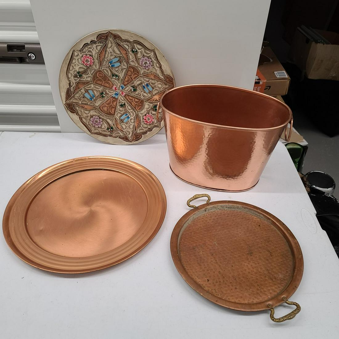 Copper Serving Items and copper finished bucket: Copper Serving Items and copper finished bucket
