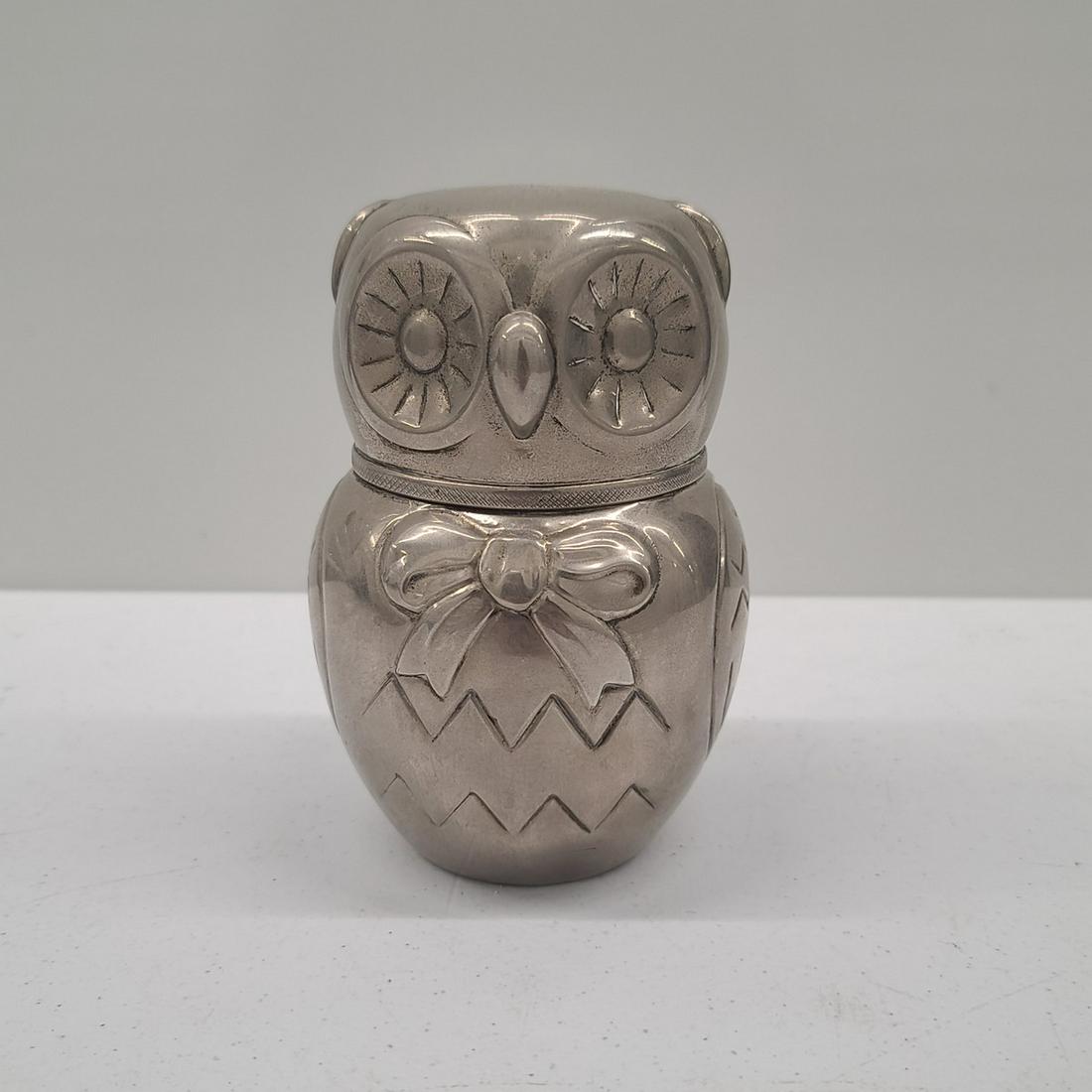 Silver Plated Owl Coin Bank 5.5x4" (1 of 2)