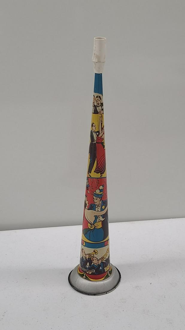 Vintage Tin Party Horn 15" long: Vintage Tin Party Horn 15" long