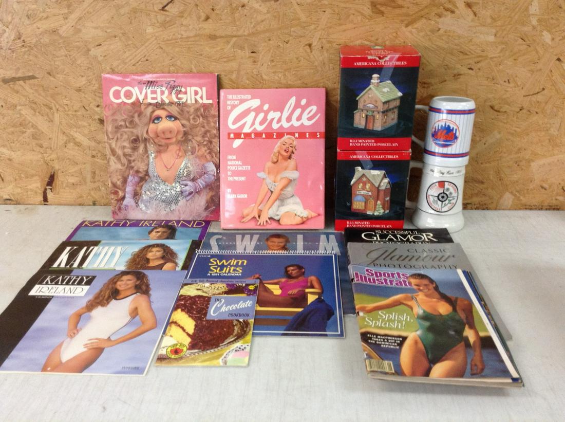 Vintage 1981 Miss Piggy Cover Girl Fantasy Calender, Vintage 1955 The Chocolate Cook Book- Culinary: Vintage 1981 Miss Piggy Cover Girl Fantasy Calender, Vintage 1955 The Chocolate Cook Book- Culinary Arts Institute, Vintage Feb., 1987 Sports Illustrated Swimsuit-Elle MacPherson and More