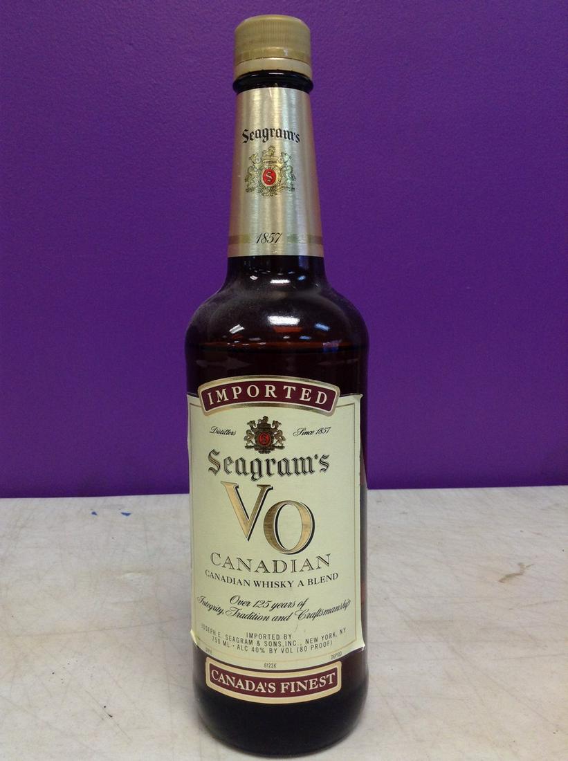 Segrams VO Canadian Whisky 750ML: Any contents in bottle is Free; You are bidding on the bottle & unbroken tax stamp
