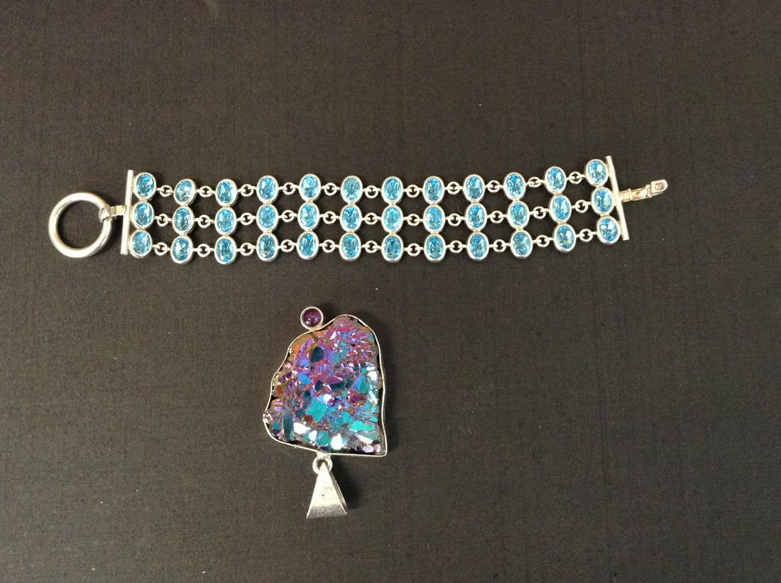 Sterling Bracelet and Pendant: Sterling Bracelet and Pendant