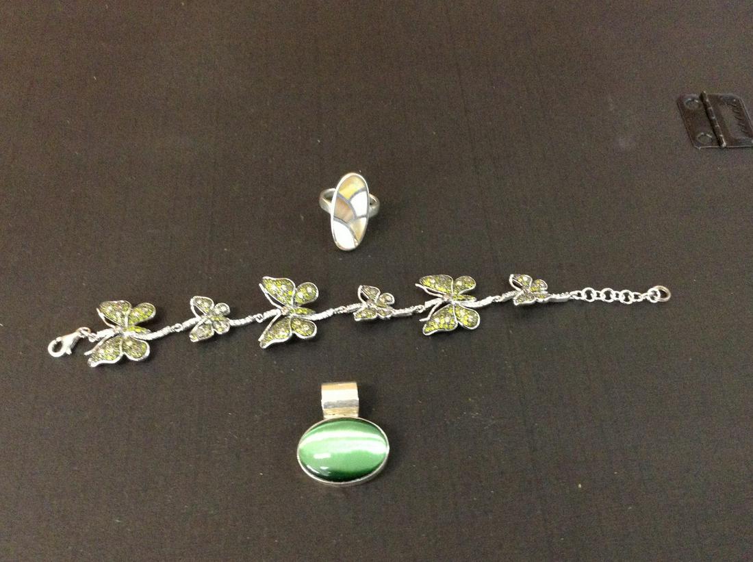 Sterling Pendant, Ring, and Bracelet: Sterling Pendant, Ring, and Bracelet