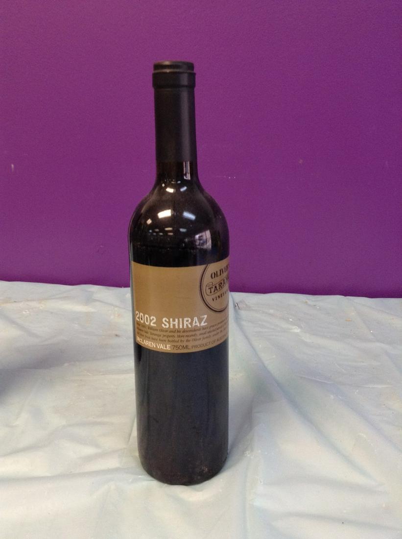 Oliver's Taranga Vineyards 2002 Shiraz 750ML: Any contents in bottle is Free; You are bidding on the bottle & unbroken tax stamp