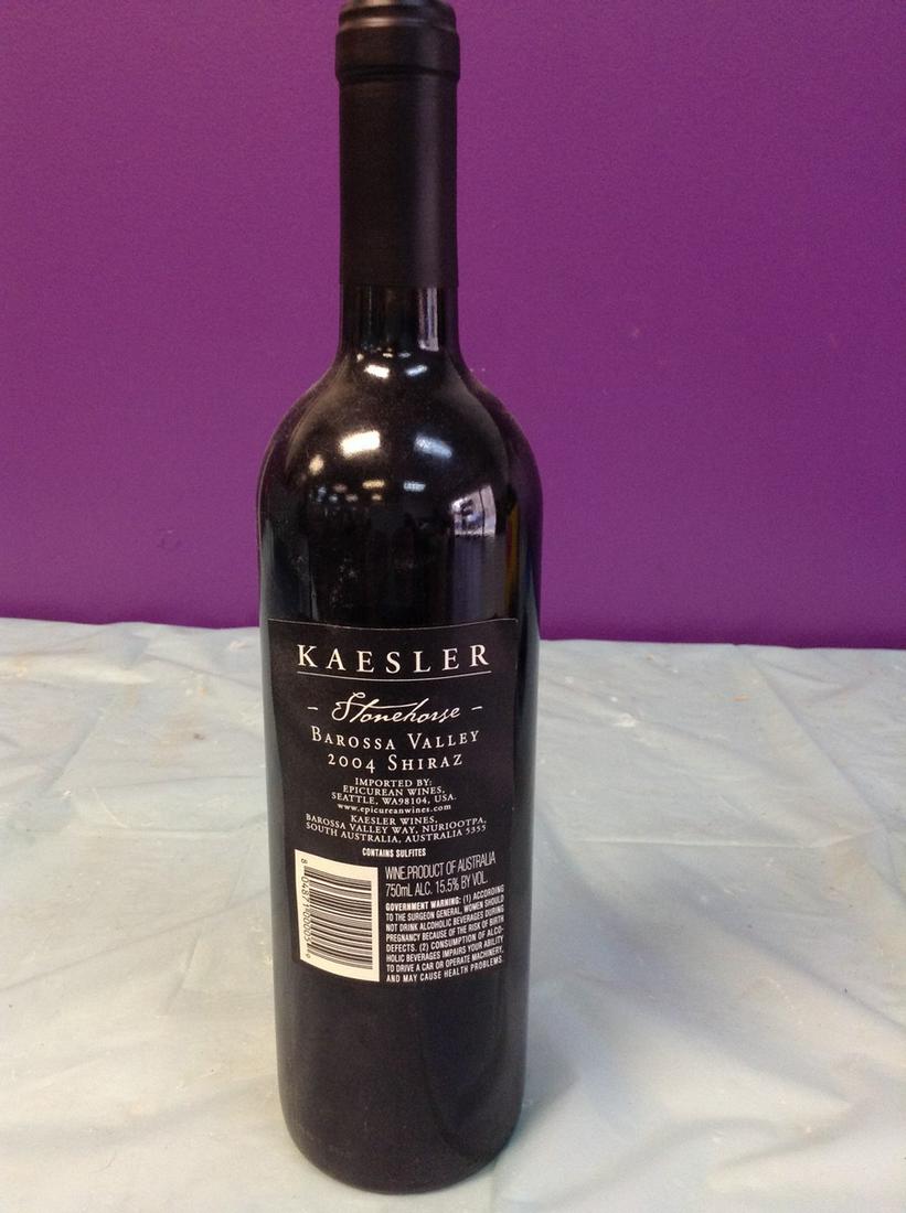 Kaesler Stonehouse Barossa Valley 2004 Shiraz 750ML: Any contents in bottle is Free; You are bidding on the bottle & unbroken tax stamp
