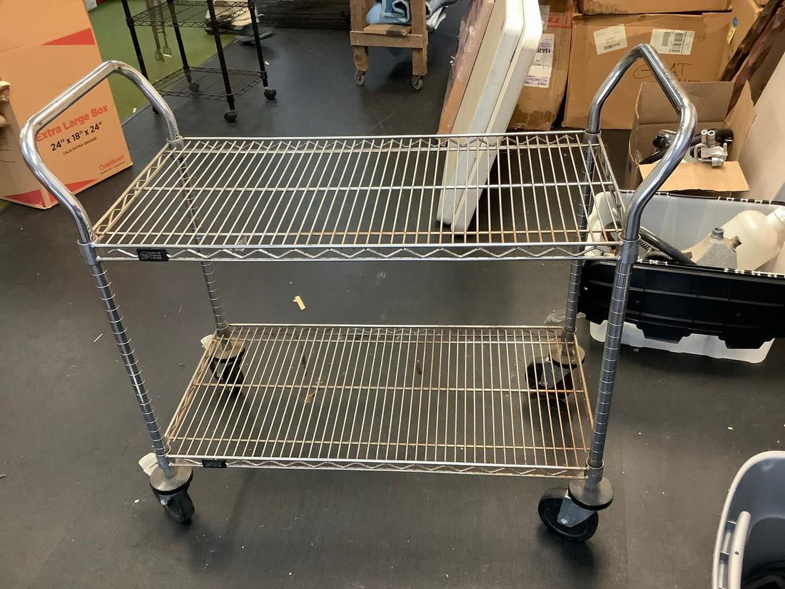 Metal, shelved cart 38x13: Metal, shelved cart 38x13