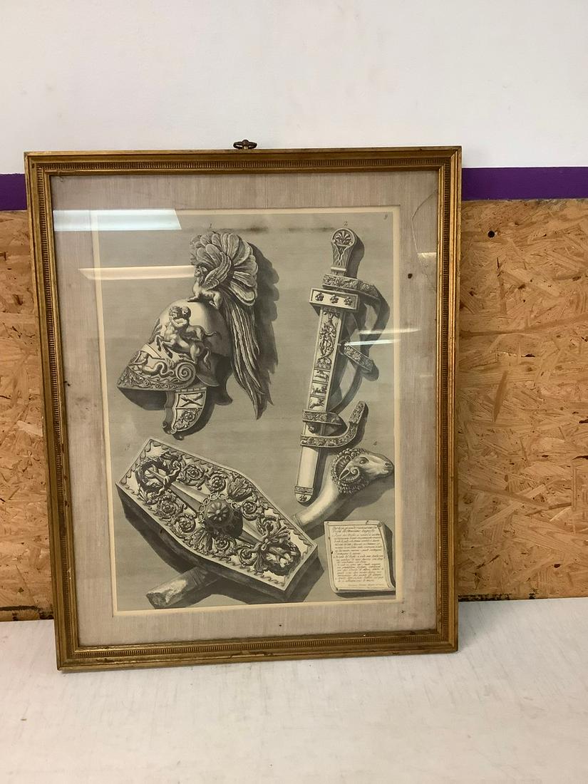 Framed Medieval Style Print (Glass Broken) 26x21 (1 of 1)