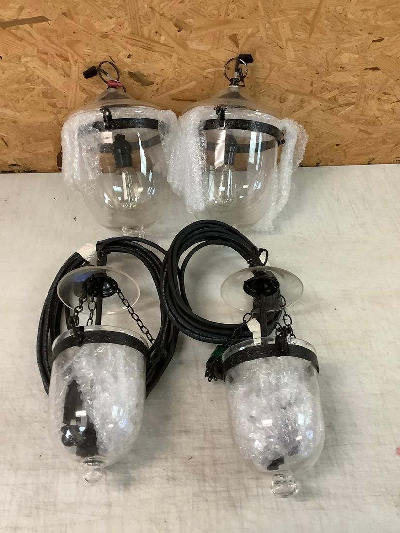 Lot of 4 Hanging Lanterns 2 Big and 2 Small Largest 17" (NO Cables on the Big Ones) (1 of 1)