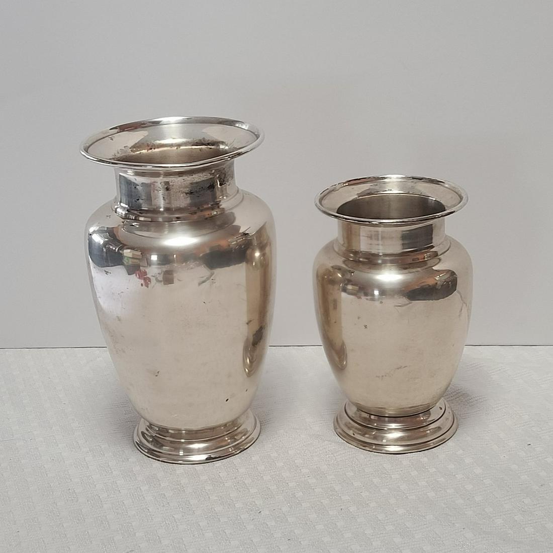2 Restoration Hardware Metal Vases Taller 11x6" (1 of 1)