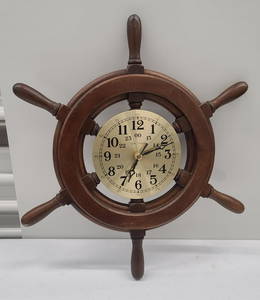 Vintage Wood Nautical Wheel Clock Seth Thomas Works 19x18"