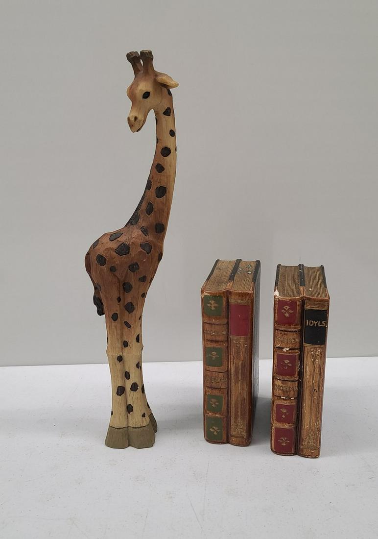 Solid Ceramic Faux Books and Giraffe 15" tall (1 of 1)