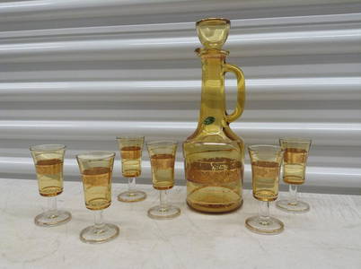 Mid Century Made in Italy Decanter and Cordial Set