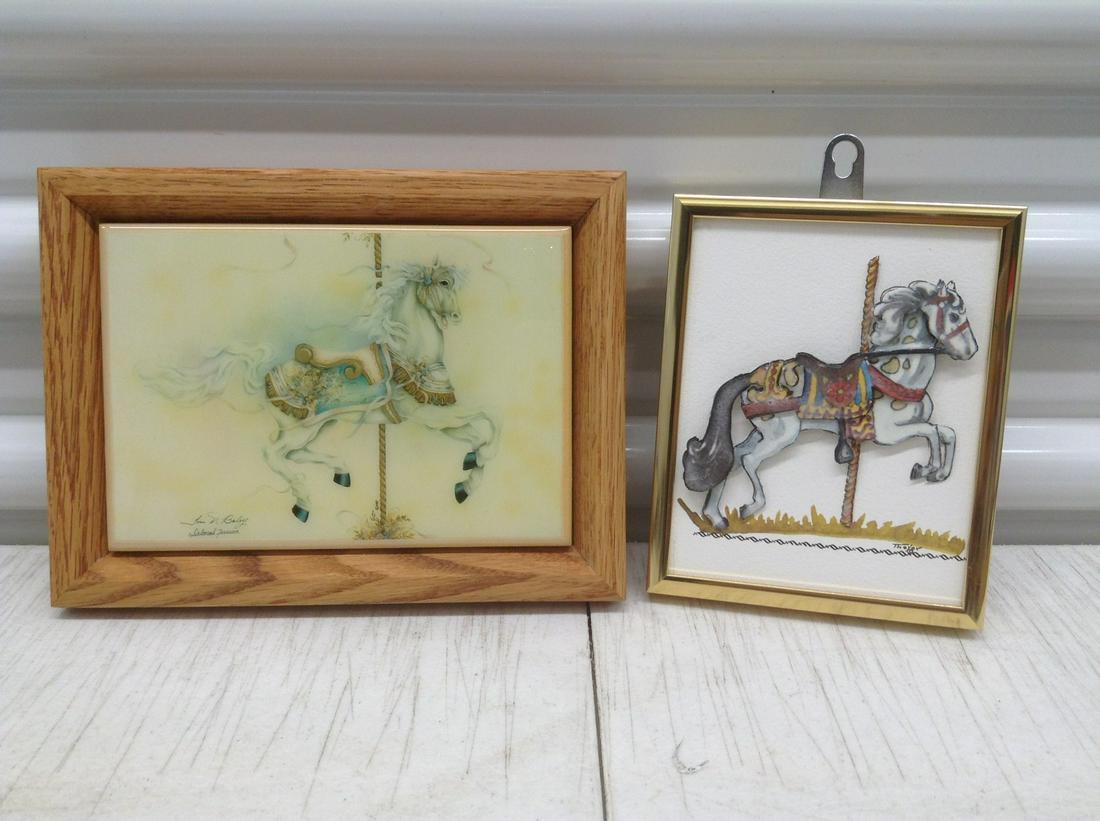 Original 3 Dimensional Signed Carousel Horse Art and Ceramic Tile (1 of 1)