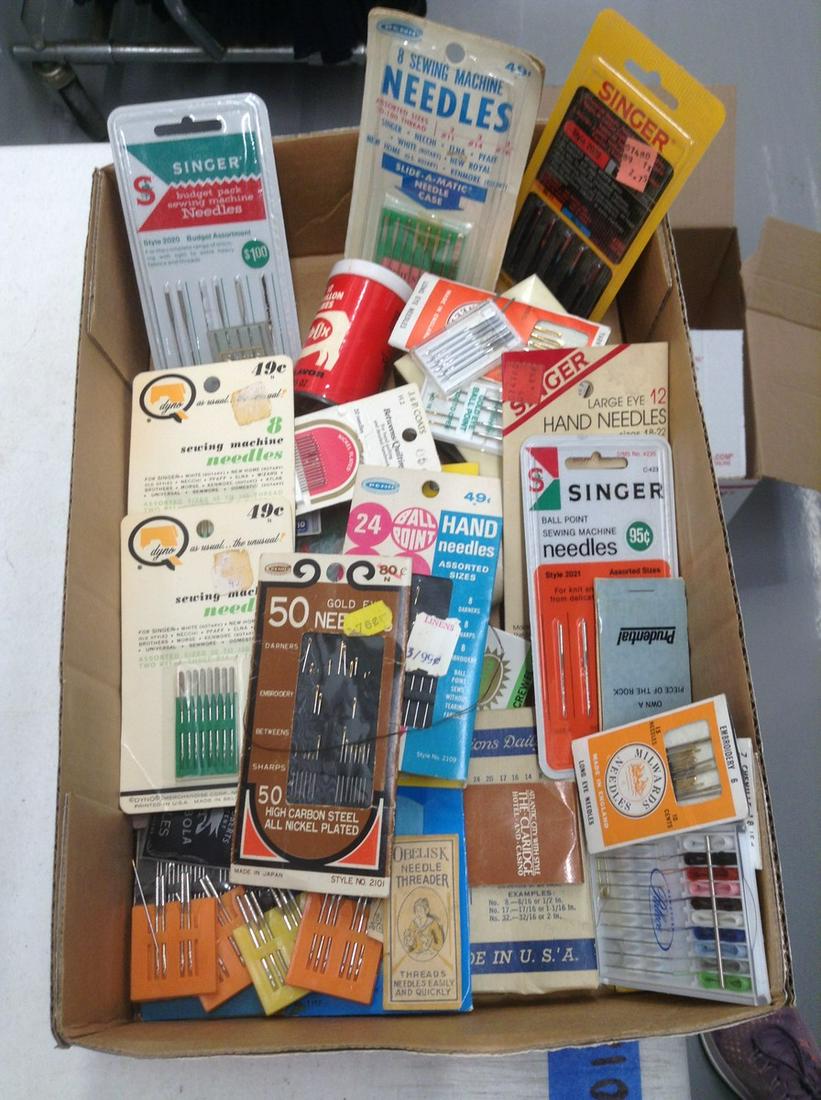 Box of Singer and other Sewing Machine Needles and more: Box of Singer and other Sewing Machine Needles and more