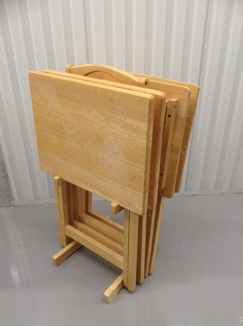 Set of Four Wood Snack Trays with Stand (1 of 1)