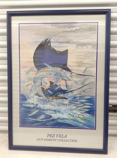 Signed Guy Harvey Sailfish Pez Vela Collection Print 35"x25.5": Signed Guy Harvey Sailfish Pez Vela Collection Print 35"x25.5"