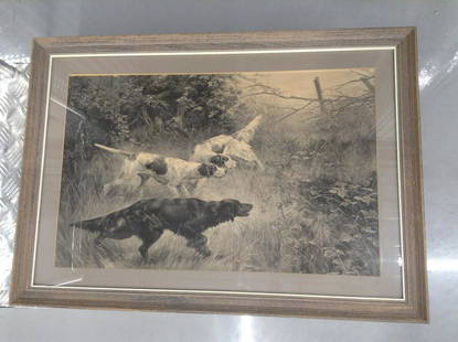 Vintage Hunting Dog Artwork 36.5"x26": Vintage Hunting Dog Artwork 36.5"x26"