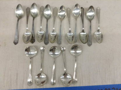 12 Spoons Marked Sterling and 5 Rogers AA Spoons: 12 Spoons Marked Sterling and 5 Rogers AA Spoons