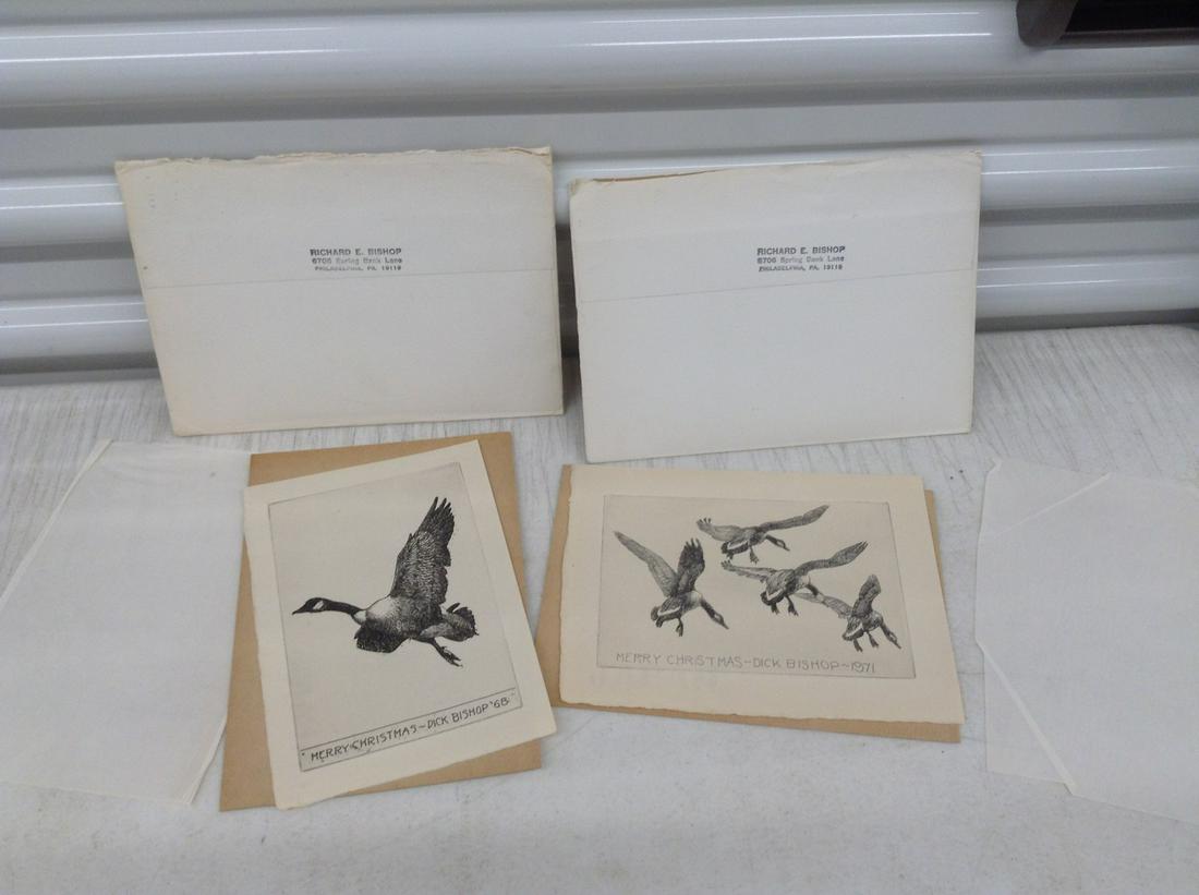 Richard Bishop Artwork Christmas Card with Two Original Stamped Mailing Envelopes from the Artist (1 of 1)