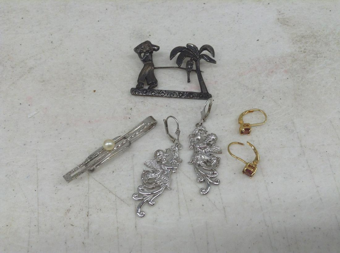 Vintage Signed Trifari Pin, LDADPR Bracelet, Large Hat Pin,  Screw Back Rhinestone Earrings and more (1 of 1)