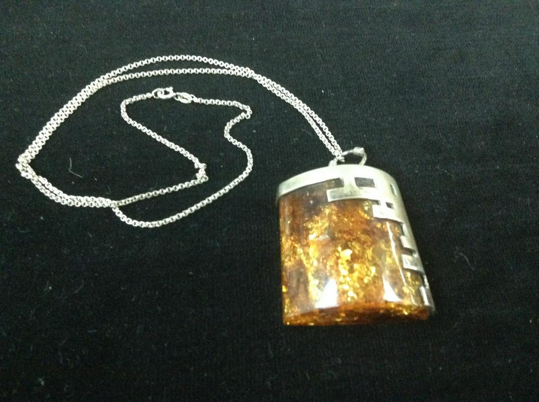 Vintage Large Art Deco Style Amber & Sterling Silver (1 of 5)