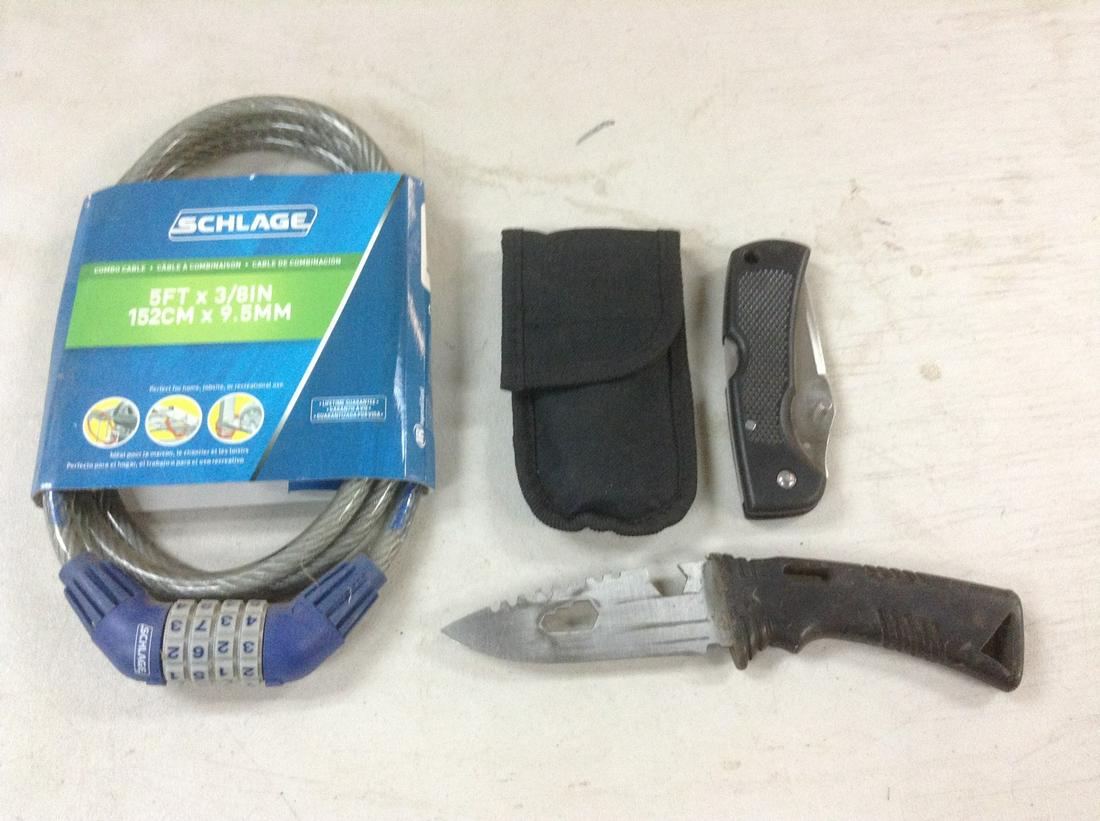 Lot of Knives and Combination Cable Lock (1 of 1)
