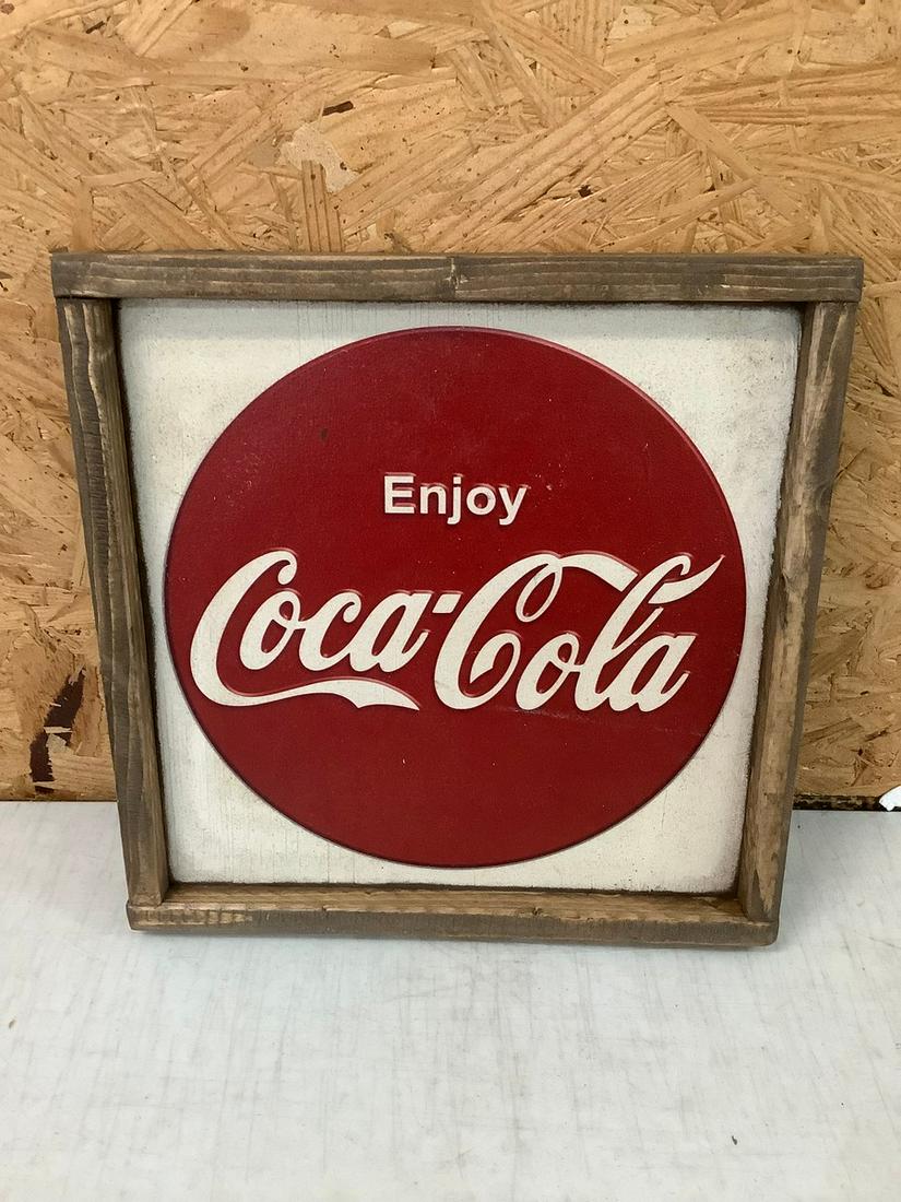 Wooden Coca-Cola Sign 13.25x13.25: Wooden Coca-Cola Sign 13.25x13.25
