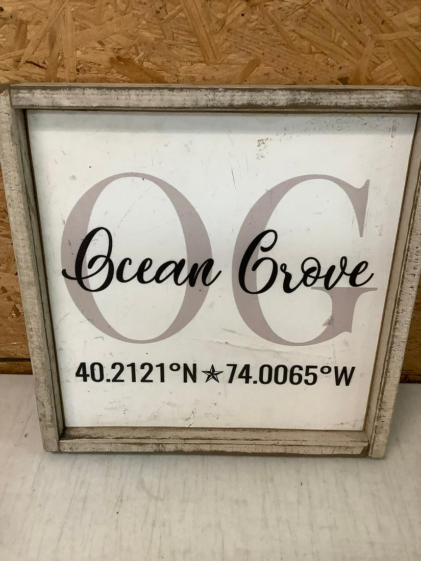Wooden Ocean Grove Sign 13.25x13.25: Wooden Ocean Grove Sign 13.25x13.25