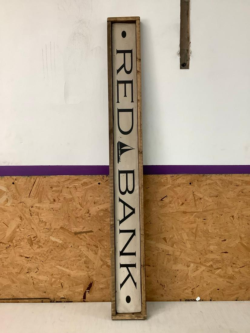 Wooden Red Bank Sign 49x5.75 (1 of 1)