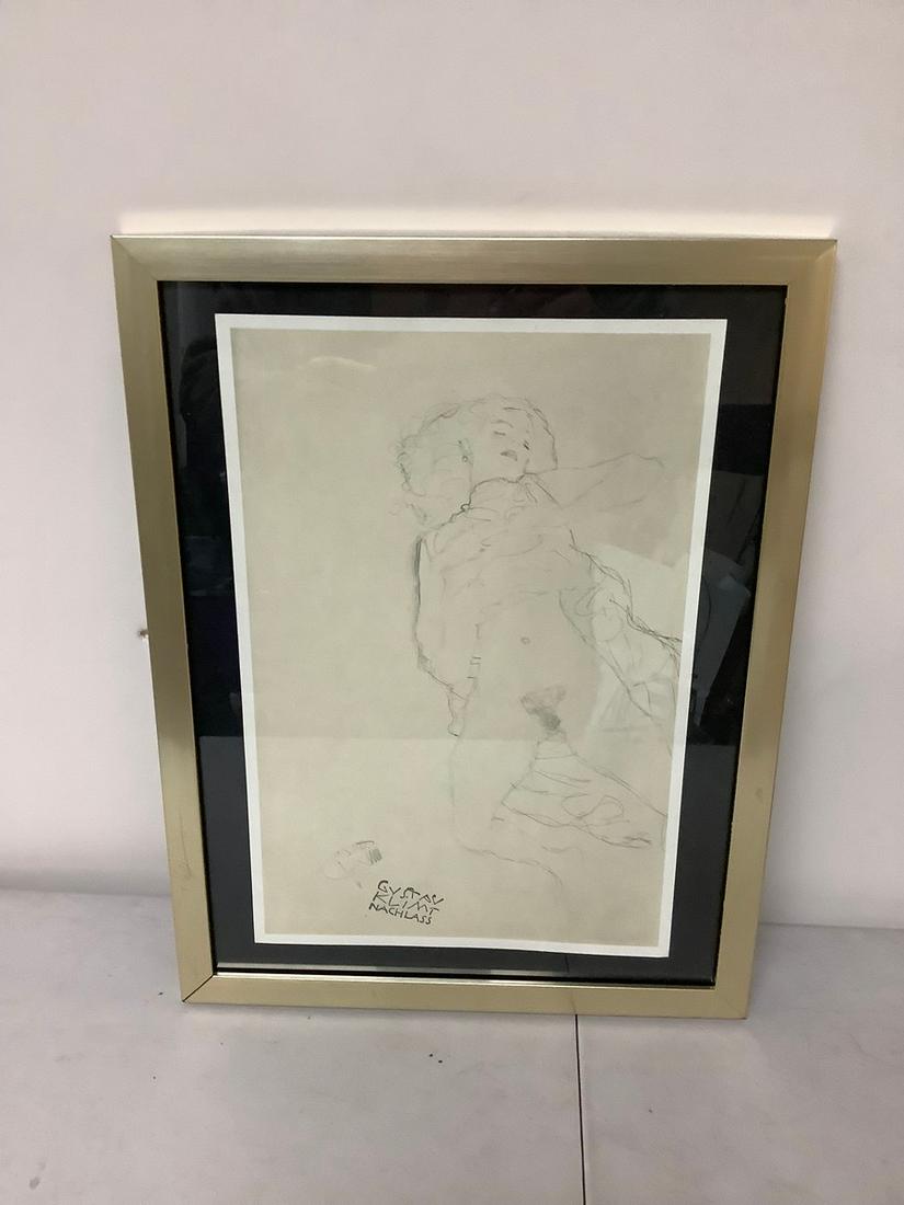 Gustav Klimt stamped signature litho 13x17: Gustav Klimt stamped signature litho 13x17