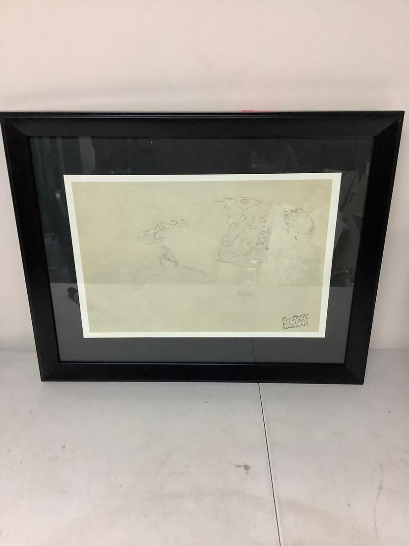 Gustav Klimt stamped signature litho 20x16: Gustav Klimt stamped signature litho 20x16