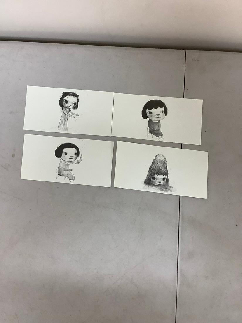 Yoshitomo Nara offset lithographs prints on cream paper lot of 4 (1 of 1)