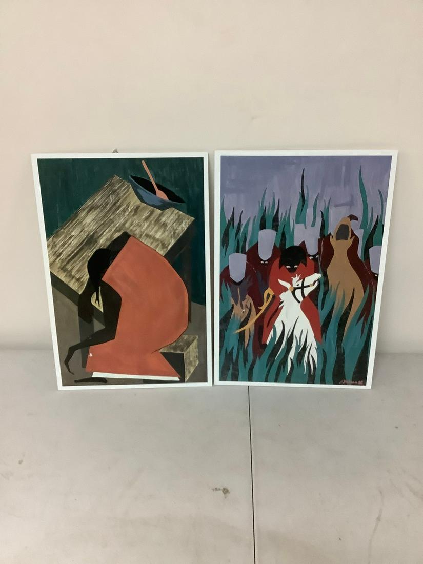Jacob Lawrence prints in colors mounted lot of 2 (1 of 1)