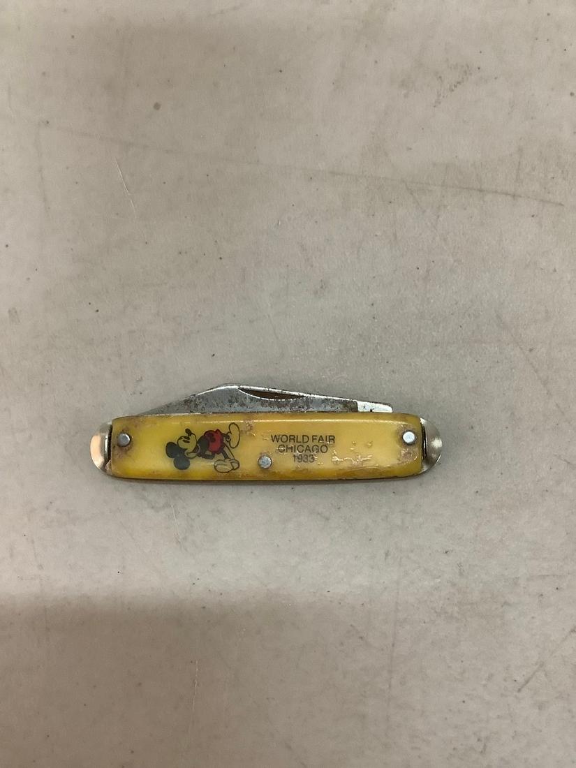 Authentic 1933 world fair chicago walt disney mickey mouse pocket knife 3.5 inches (1 of 1)