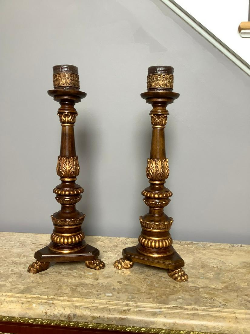 Two Wood Candle Holders 21 in.: Two Wood Candle Holders 21 in.