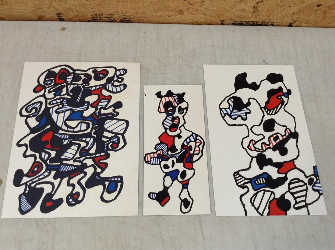 Jean DuBuffet Lot of 3 Silkscreens Largest 10.5X8" (1 of 1)