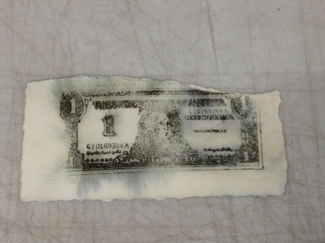 After Andy Warhol Dollar Bill on Wove Paper Stamped to Verso 7.5X3.5" (1 of 1)