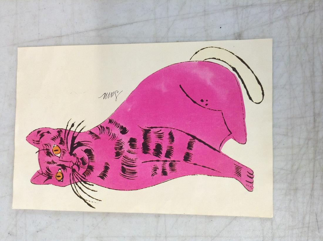 After Andy Warhol Sam the Cat "Estate of Andy Warhol" Stamped to Verso 8.75X5.75" (1 of 1)