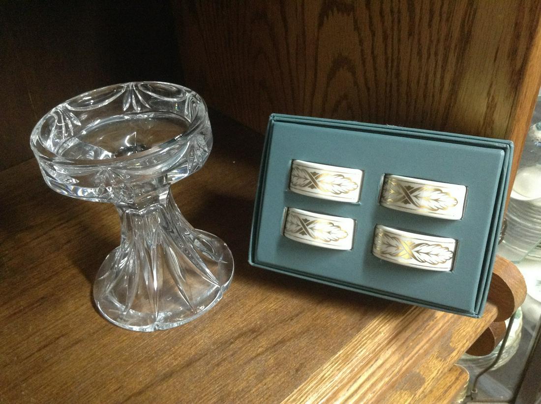 Marquis by Waterford Candlestick 5" & Lenox Napkin Rings in the box: Marquis by Waterford Candlestick 5" & Lenox Napkin Rings in the box