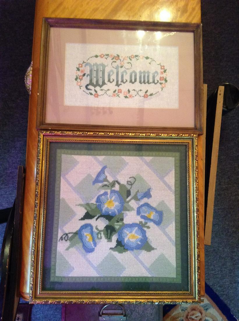 Early Framed Needlepoint larger 16"x16" (1 of 1)