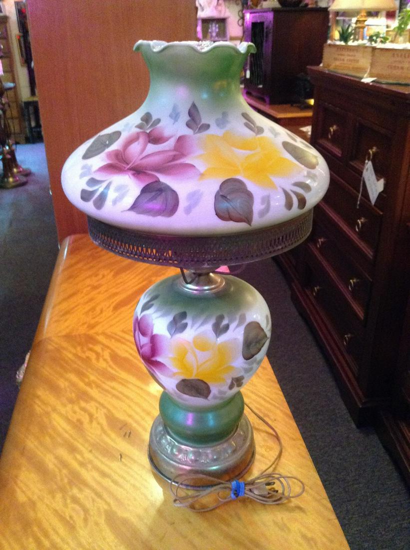 Vintage Painted Hurricane Lamp 21.5" untested (1 of 1)