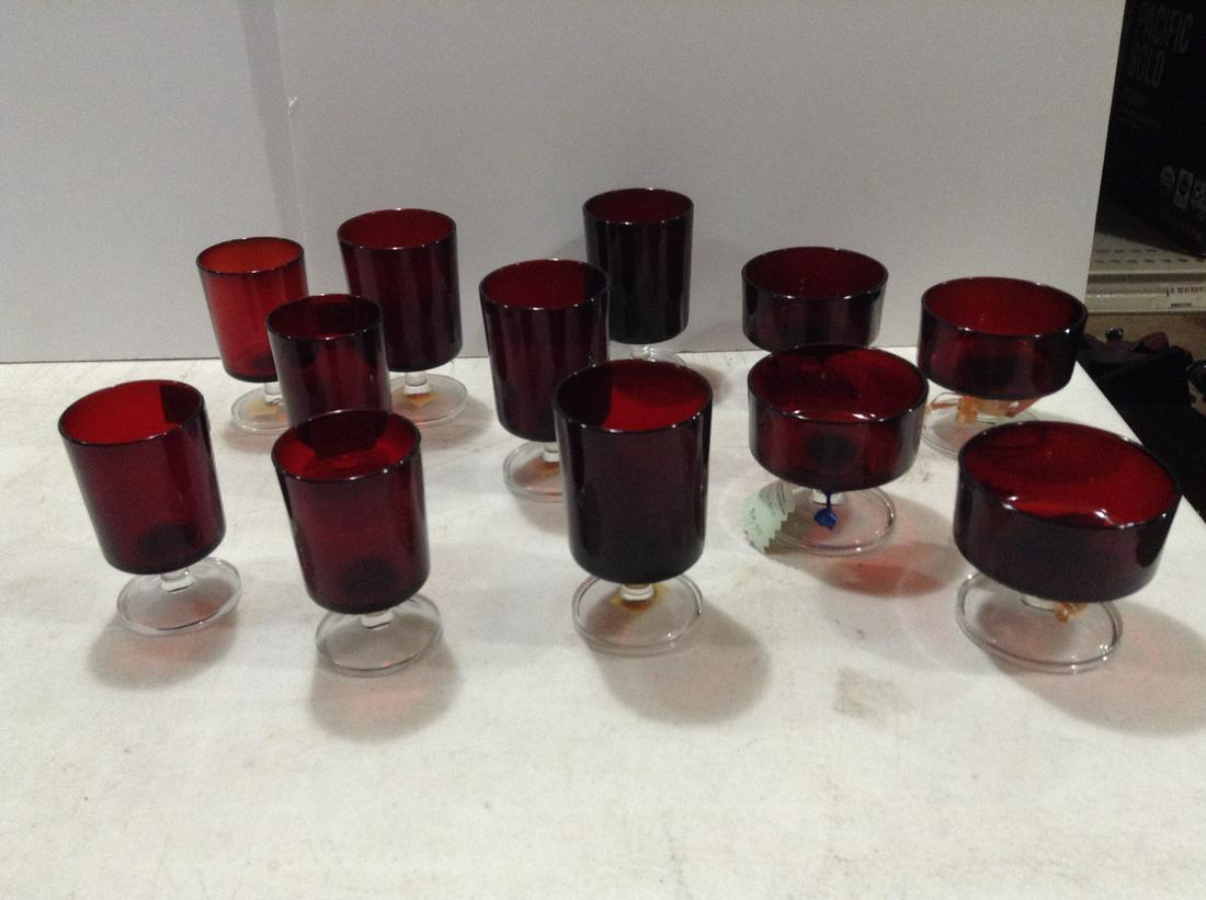 Ruby Sherbert and Goblet Glasses: Ruby Sherbert and Goblet Glasses